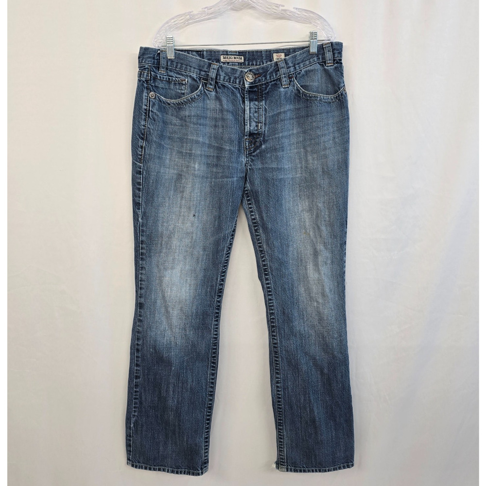 MEK DNM Natal Straight Jeans Men's 38 x 31 (tag 34") Blue Button Fly Distressed